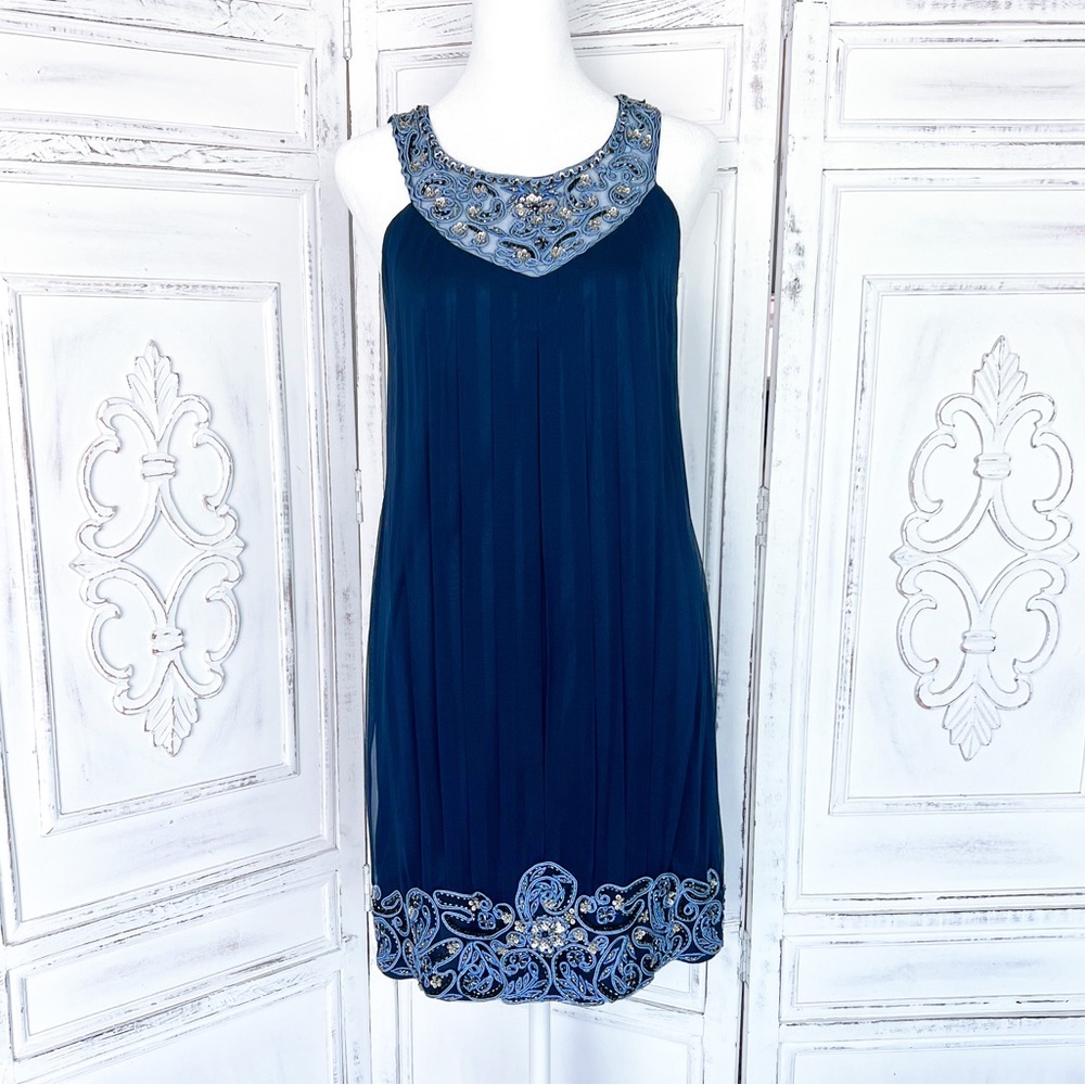 Sue Wong Beaded and Pleated Dress